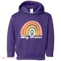 Retro Rainbow Big Sister Sibling Reveal Announcement Toddler Hoodie thumb 0