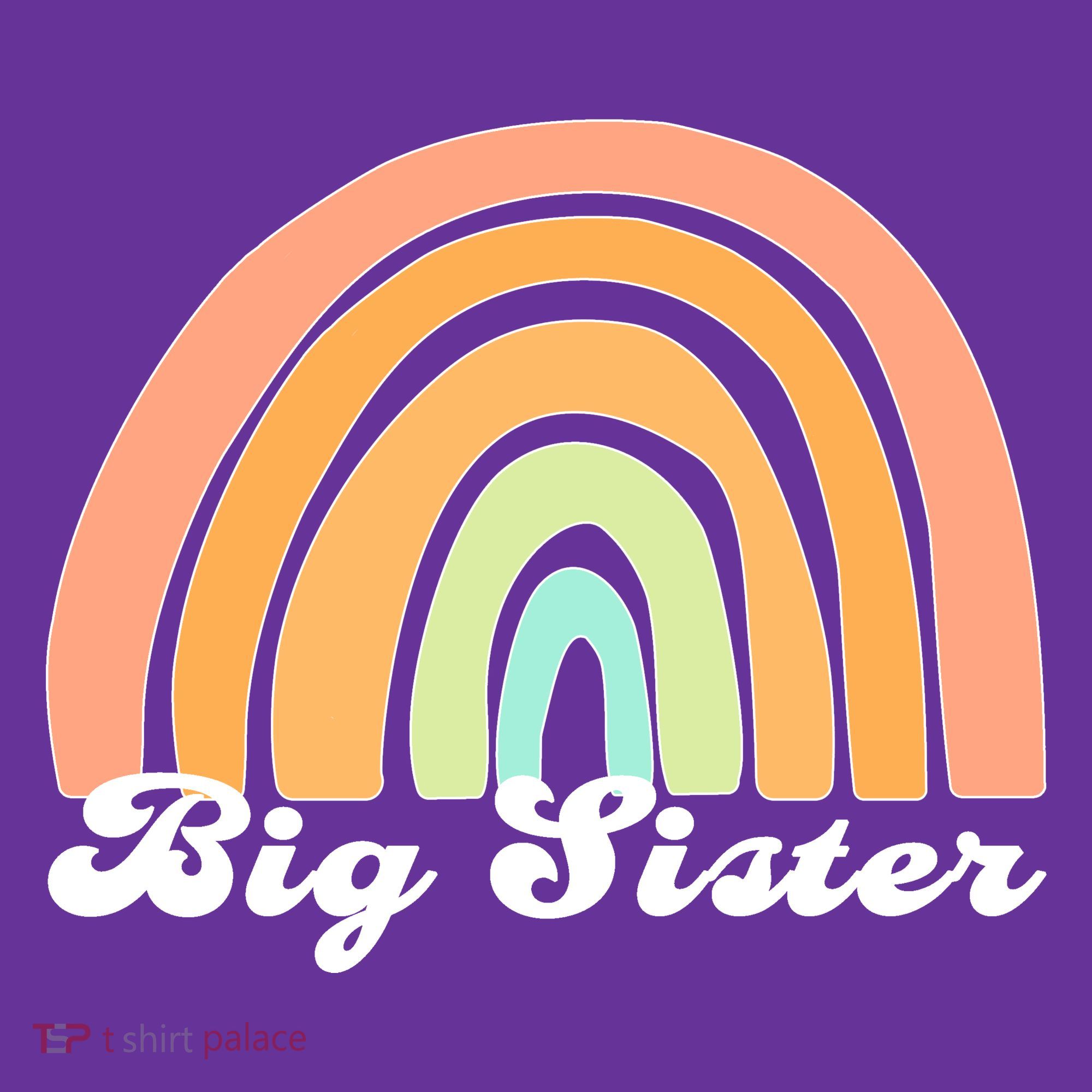 Retro Rainbow Big Sister Sibling Reveal Announcement Toddler Hoodie