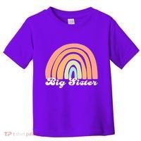 Retro Rainbow Big Sister Sibling Reveal Announcement Toddler T-Shirt thumb 0