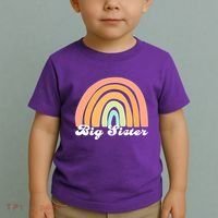 Retro Rainbow Big Sister Sibling Reveal Announcement Toddler T-Shirt thumb 2