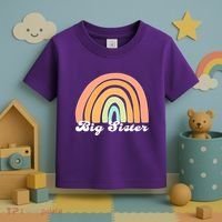 Retro Rainbow Big Sister Sibling Reveal Announcement Toddler T-Shirt thumb 3