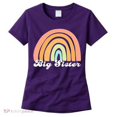 Retro Rainbow Big Sister Sibling Reveal Announcement Women's T-Shirt