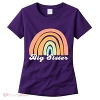 Retro Rainbow Big Sister Sibling Reveal Announcement Women's T-Shirt thumb 0