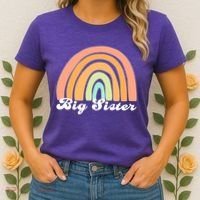 Retro Rainbow Big Sister Sibling Reveal Announcement Women's T-Shirt thumb 2