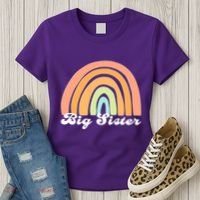 Retro Rainbow Big Sister Sibling Reveal Announcement Women's T-Shirt thumb 3