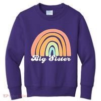 Retro Rainbow Big Sister Sibling Reveal Announcement Kids Sweatshirt thumb 0