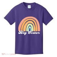 Retro Rainbow Big Sister Sibling Reveal Announcement Kids T-Shirt thumb 0