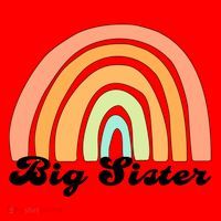 Retro Rainbow Big Sister Sibling Reveal Announcement Santa Hat thumb 1
