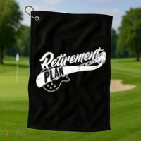 Retro Retirement Plan Guitar Golf Towel thumb 1