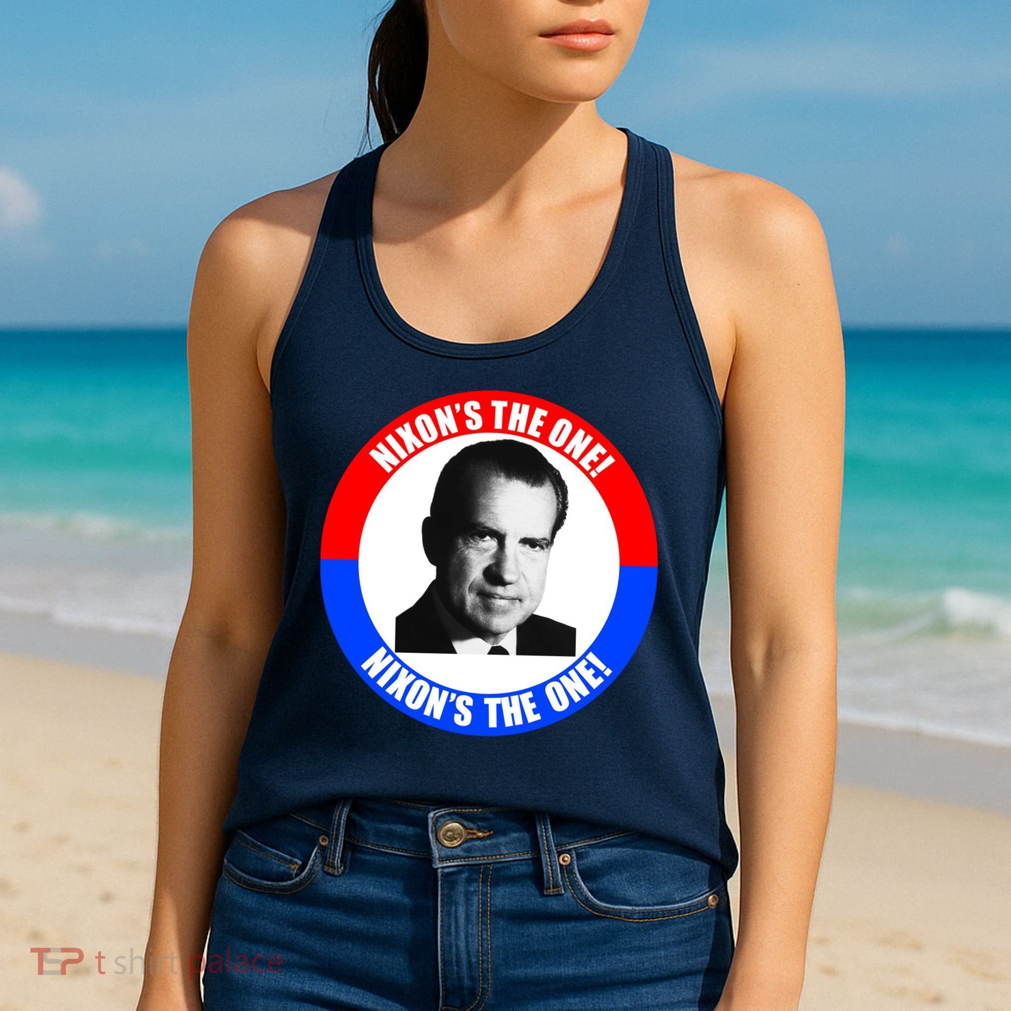 Retro Richard Nixon Nixon's The One Presidential Campaign Women's Tank Top