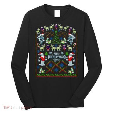 Retro Robot Ugly Christmas Sweater Long Sleeve Shirt