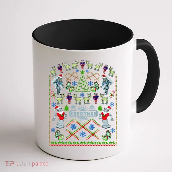 Retro Robot Ugly Christmas Sweater Coffee Mug