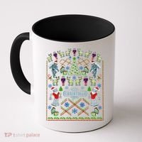 Retro Robot Ugly Christmas Sweater Coffee Mug thumb 0