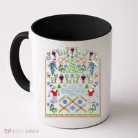 Retro Robot Ugly Christmas Sweater Coffee Mug thumb 0