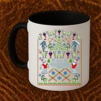 Retro Robot Ugly Christmas Sweater Coffee Mug thumb 2