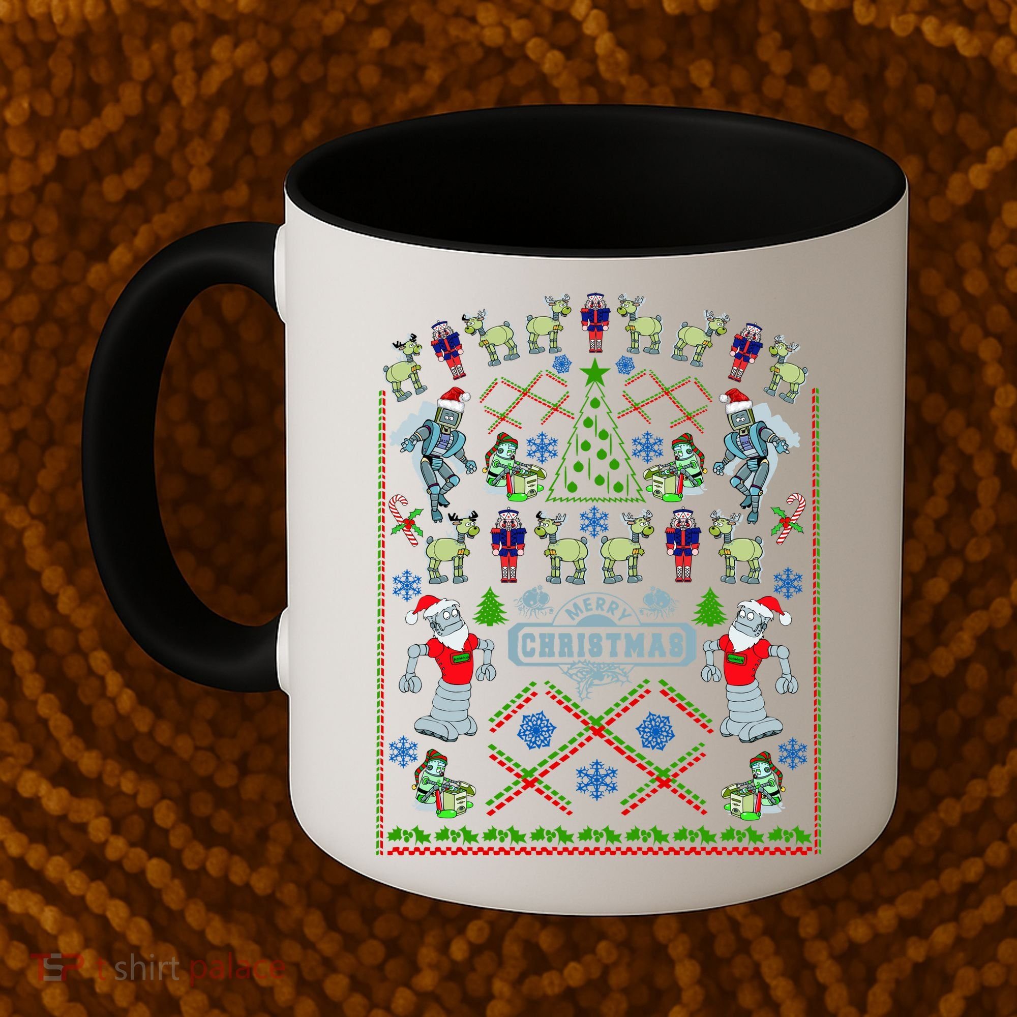Retro Robot Ugly Christmas Sweater Coffee Mug