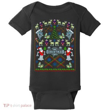 Retro Robot Ugly Christmas Sweater Baby Bodysuit