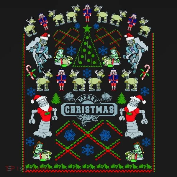 Retro Robot Ugly Christmas Sweater Toddler Hoodie