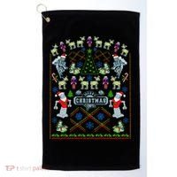 Retro Robot Ugly Christmas Sweater Golf Towel thumb 0