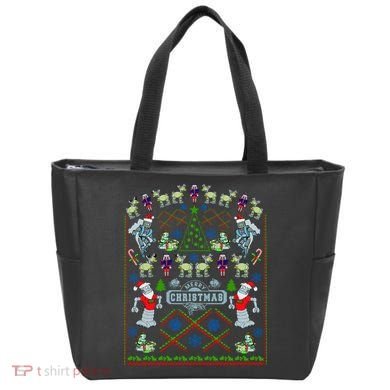 Retro Robot Ugly Christmas Sweater Tote Bag