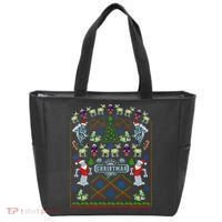Retro Robot Ugly Christmas Sweater Tote Bag thumb 0