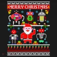 Retro Robotic Santa Ugly Christmas Sweater Baby Bodysuit thumb 2