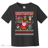 Retro Robotic Santa Ugly Christmas Sweater Toddler T-Shirt thumb 0