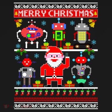 Retro Robotic Santa Ugly Christmas Sweater Toddler T-Shirt