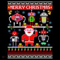 Retro Robotic Santa Ugly Christmas Sweater Toddler T-Shirt thumb 4