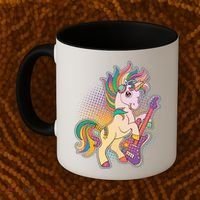Retro Rocker Rainbow Unicorn Coffee Mug thumb 2