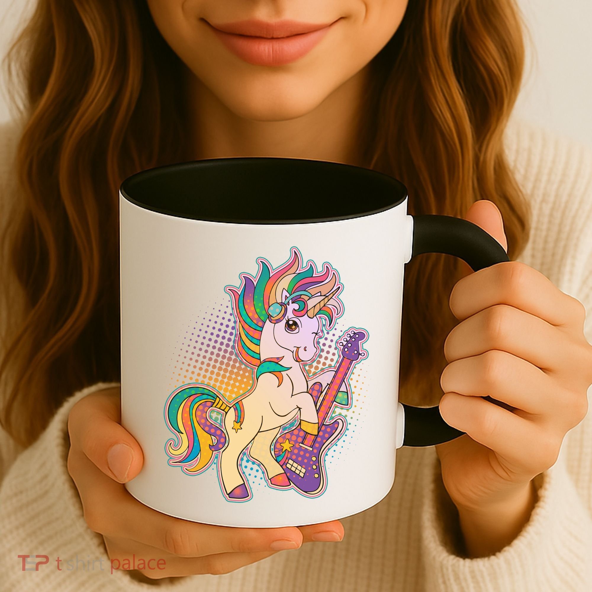 Retro Rocker Rainbow Unicorn Coffee Mug