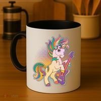 Retro Rocker Rainbow Unicorn Coffee Mug thumb 4