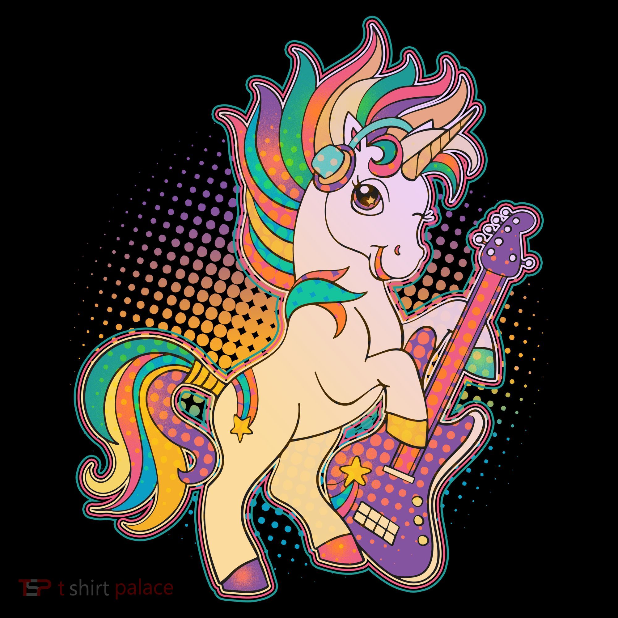 Retro Rocker Rainbow Unicorn Women's Hoodie