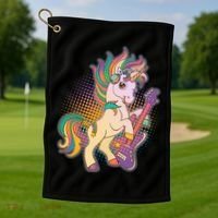 Retro Rocker Rainbow Unicorn Golf Towel thumb 1