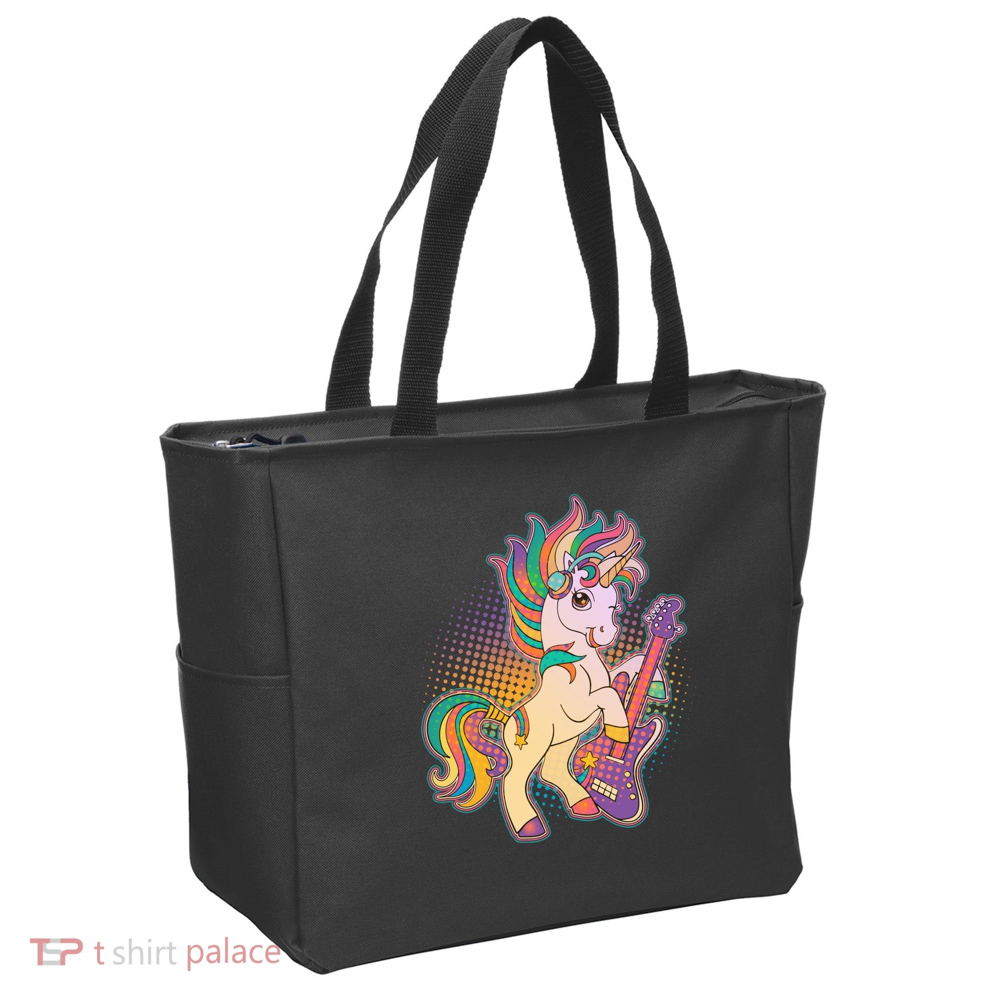 Retro Rocker Rainbow Unicorn Tote Bag