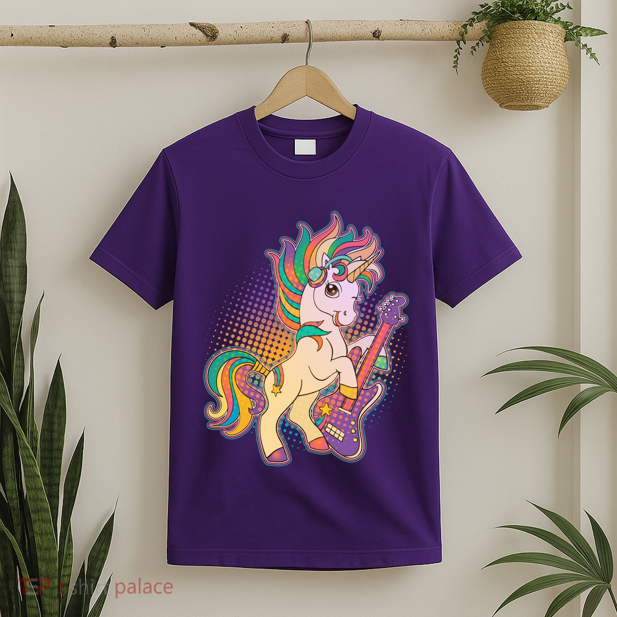 Retro Rocker Rainbow Unicorn T-Shirt