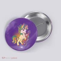 Retro Rocker Rainbow Unicorn Button thumb 0