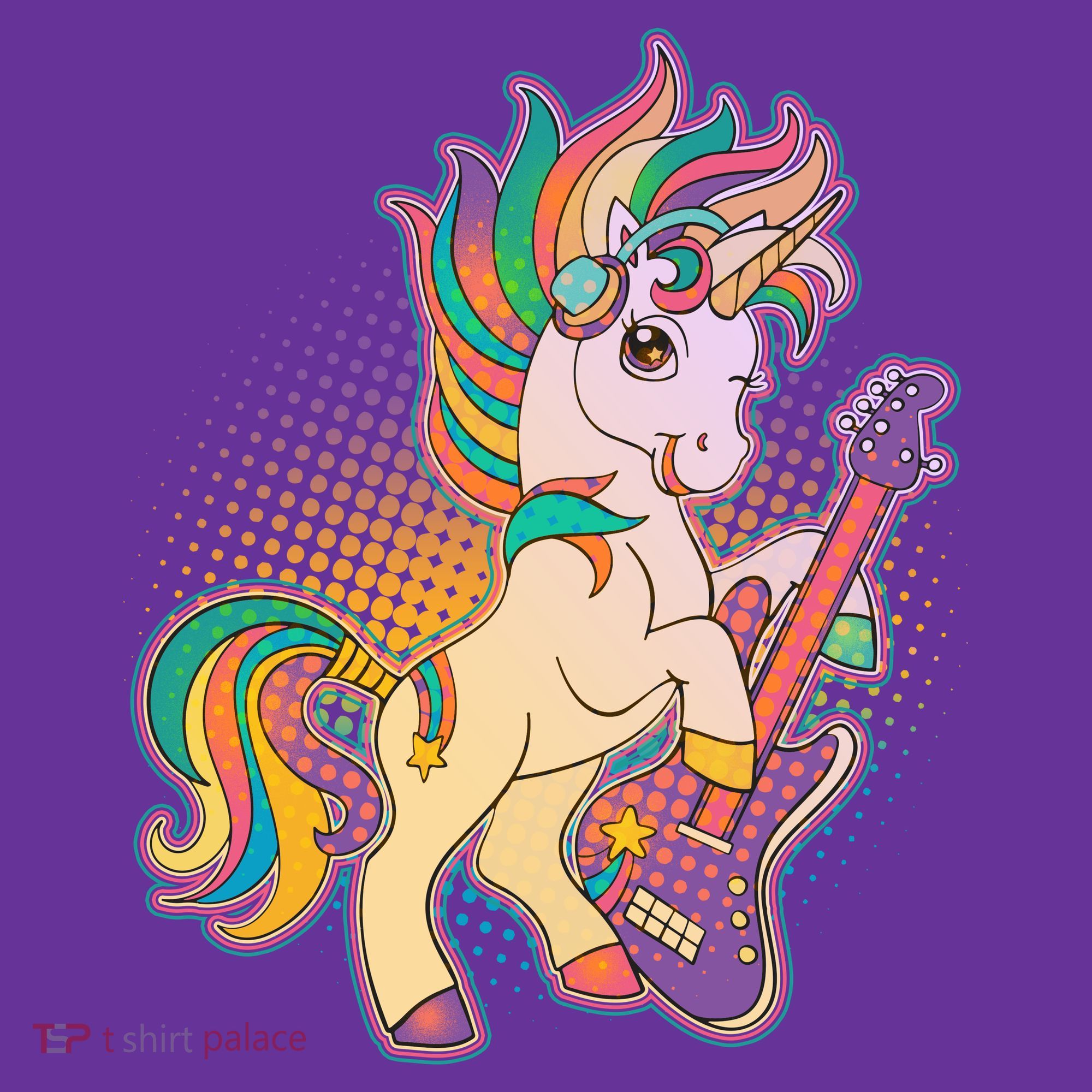 Retro Rocker Rainbow Unicorn Toddler Hoodie