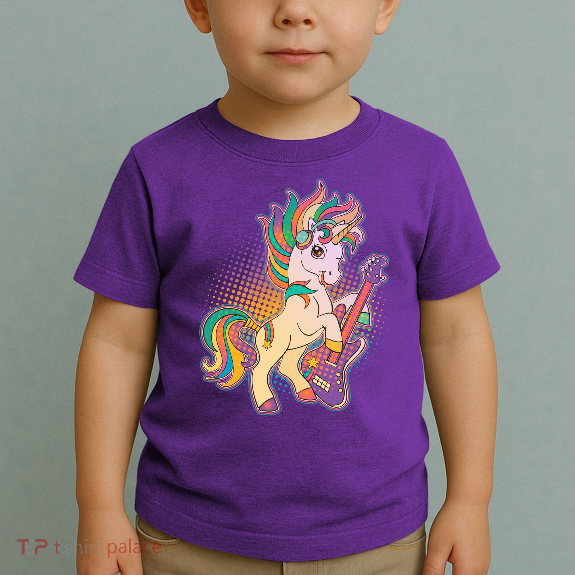 Retro Rocker Rainbow Unicorn Toddler T-Shirt