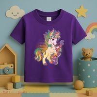 Retro Rocker Rainbow Unicorn Toddler T-Shirt thumb 3