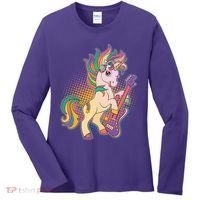 Retro Rocker Rainbow Unicorn Women's Long Sleeve Shirt thumb 0