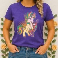 Retro Rocker Rainbow Unicorn Women's T-Shirt thumb 2