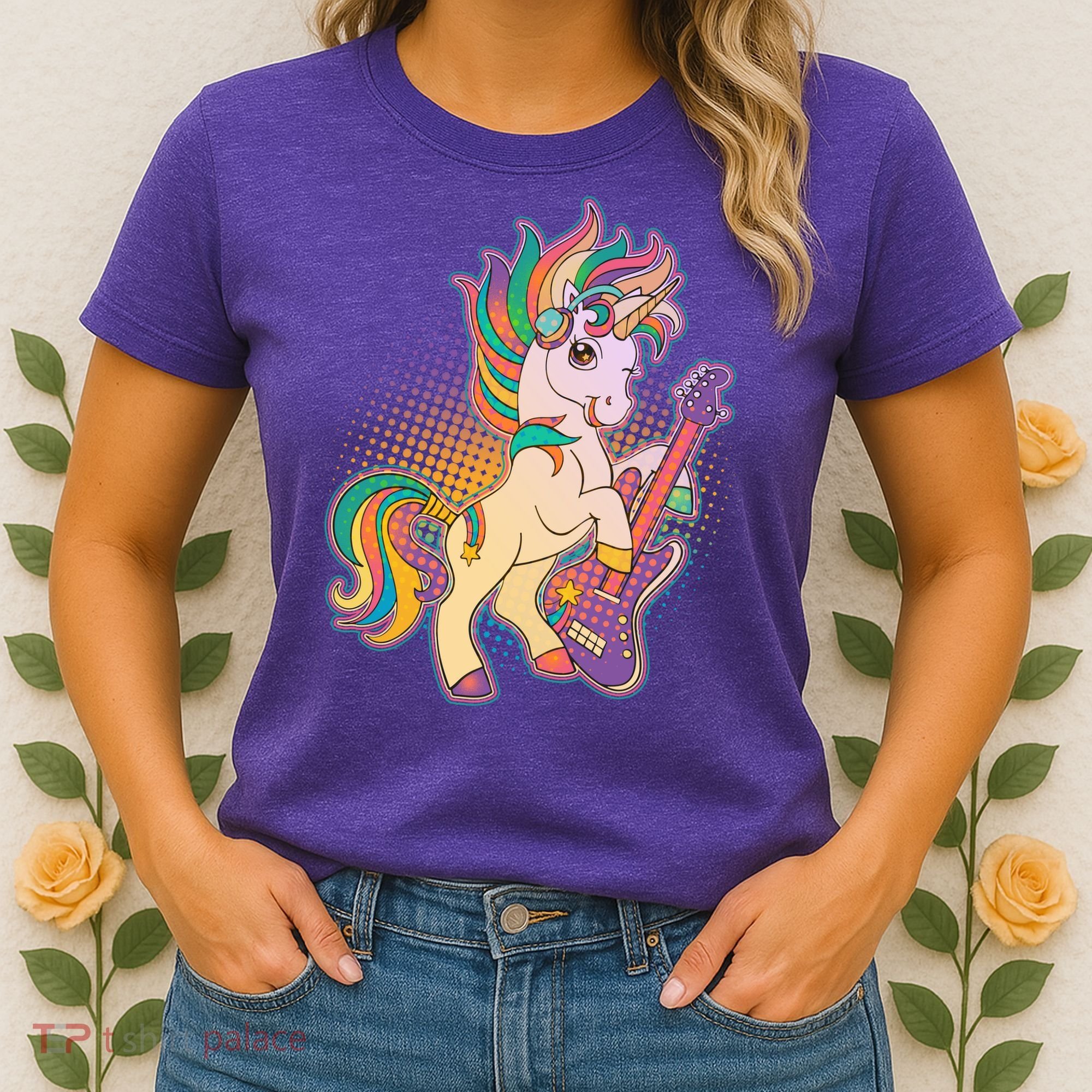 Retro Rocker Rainbow Unicorn Women's T-Shirt
