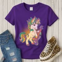 Retro Rocker Rainbow Unicorn Women's T-Shirt thumb 3