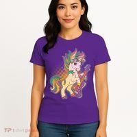 Retro Rocker Rainbow Unicorn Women's T-Shirt thumb 4