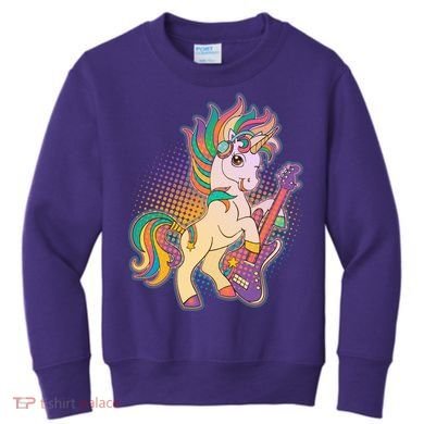 Retro Rocker Rainbow Unicorn Kids Sweatshirt