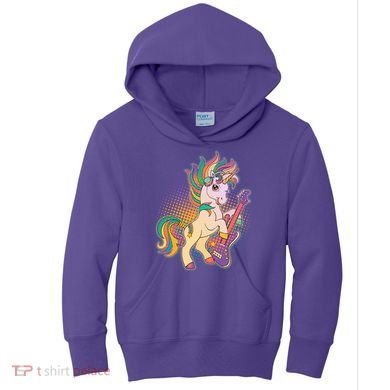 Retro Rocker Rainbow Unicorn Kids Hoodie