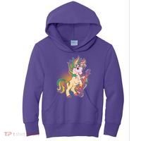 Retro Rocker Rainbow Unicorn Kids Hoodie thumb 0