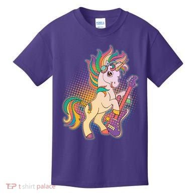 Retro Rocker Rainbow Unicorn Kids T-Shirt