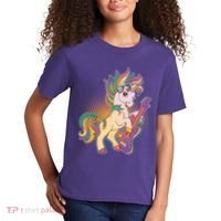 Retro Rocker Rainbow Unicorn Kids T-Shirt thumb 2